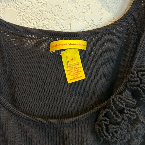 Catherine Malandrino Womens Silk Tiered A Line Dress Black Size Medium - Picture 3 of 6